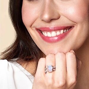 Ring 925 Sterling Moonstone &White Topaz Size 8